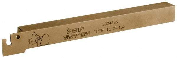Iscar - External Thread, 0.5906" Max Depth of Cut, 1.4mm Min Groove Width, 140mm OAL, Right Hand Indexable Grooving Cutoff Toolholder - 1/2" Shank Height x 1/2" Shank Width, TAG 1.4 Insert Style, TGT Toolholder Style, Series Tang-Grip - Apex Tool & Supply