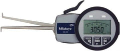 Mitutoyo - 0.0472 Inch Groove Width, 0.2047 Inch Groove Depth, 0.39 to 1.18 Inch, Ball/Ball Inside Electronic Caliper Gage - 0.0005 Inch Resolution, 0.0015 Inch Accuracy, 0.0394 Inch Tip Diameter, 3.3465 Inch Leg Length, Data Output, AA Battery - Apex Tool & Supply