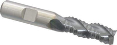 Niagara Cutter - 1/2" Diam, Coarse Pitch, 1-1/4" LOC, 3 Flute Cobalt Roughing Square End Mill - TiCN Finish, 3-1/4" OAL, 1/2" Shank Diam, Single End, Centercutting, 36° Helix - Apex Tool & Supply
