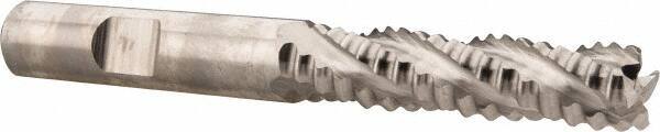 Niagara Cutter - 3/8" Diam, Coarse Pitch, 1-1/2" LOC, 4 Flute Cobalt Roughing Square End Mill - Uncoated, 3-1/4" OAL, 3/8" Shank Diam, Single End, Centercutting, 30° Helix - Apex Tool & Supply