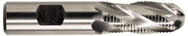 Niagara Cutter - 3/4" Diam, Coarse Pitch, 1-5/8" LOC, 4 Flute Cobalt Roughing Ball End Mill - Uncoated, 3-7/8" OAL, 3/4" Shank Diam, Single End, Centercutting - Apex Tool & Supply