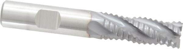 Niagara Cutter - 1/2" Diam, Coarse Pitch, 1-1/4" LOC, 4 Flute Cobalt Roughing Square End Mill - TiCN Finish, 3-1/4" OAL, 1/2" Shank Diam, Single End, 30° Helix - Apex Tool & Supply