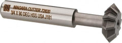 Keo - 3/4° 3/4" Cut Diam, 1/4" Cut Width, 3/8" Shank, High Speed Steel Double-Angle Cutter - Apex Tool & Supply