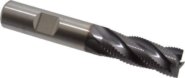 Niagara Cutter - 1/2" Diam, Fine Pitch, 1-1/4" LOC, 4 Flute Cobalt Roughing Square End Mill - TiAlN Finish, 3-1/4" OAL, 1/2" Shank Diam, Single End, 30° Helix - Apex Tool & Supply