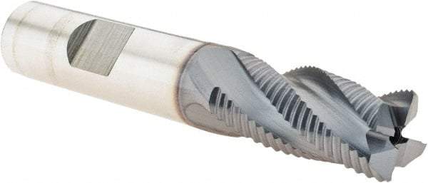 Niagara Cutter - 1/2" Diam, Fine Pitch, 1" LOC, 4 Flute Cobalt Roughing Square End Mill - TiCN Finish, 3" OAL, 1/2" Shank Diam, Single End, 30° Helix - Apex Tool & Supply