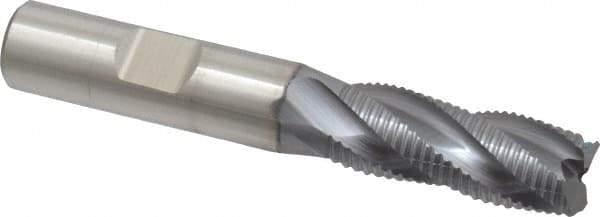 Niagara Cutter - 1/2" Diam, Fine Pitch, 1-1/4" LOC, 4 Flute Cobalt Roughing Square End Mill - TiCN Finish, 3-1/4" OAL, 1/2" Shank Diam, Single End, 30° Helix - Apex Tool & Supply