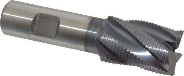 Niagara Cutter - 1" Diam, Fine Pitch, 1-1/2" LOC, 5 Flute Cobalt Roughing Square End Mill - TiCN Finish, 3-3/4" OAL, 3/4" Shank Diam, Single End, 30° Helix - Apex Tool & Supply