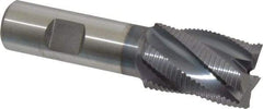 Niagara Cutter - 1" Diam, Fine Pitch, 1-1/2" LOC, 5 Flute Cobalt Roughing Square End Mill - TiCN Finish, 3-3/4" OAL, 3/4" Shank Diam, Single End, 30° Helix - Apex Tool & Supply