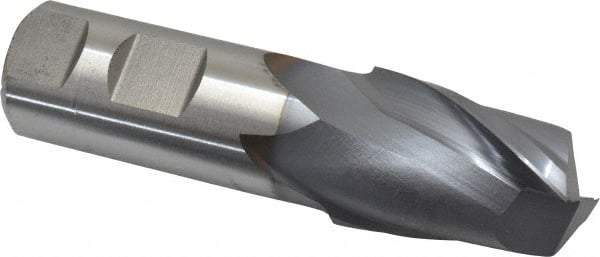 Niagara Cutter - 1-1/8", 1-5/8" LOC, 1" Shank Diam, 4-1/8" OAL, 2 Flute, Cobalt Square End Mill - Single End, TiCN Finish, Spiral Flute, 30° Helix, Centercutting, Right Hand Cut, Right Hand Flute, Series SP205 - Apex Tool & Supply