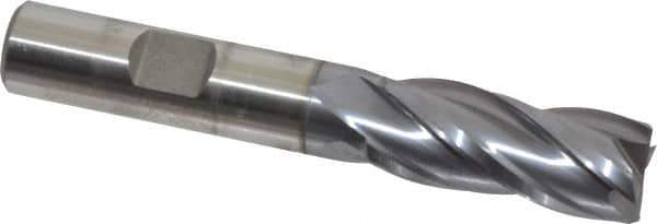 Niagara Cutter - 9/16", 1-3/8" LOC, 1/2" Shank Diam, 3-3/8" OAL, 4 Flute, Cobalt Square End Mill - Single End, TiCN Finish, Spiral Flute, 30° Helix, Centercutting, Right Hand Cut, Right Hand Flute, Series SPC408 - Apex Tool & Supply