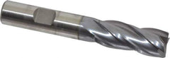 Niagara Cutter - 9/16", 1-3/8" LOC, 1/2" Shank Diam, 3-3/8" OAL, 4 Flute, Cobalt Square End Mill - Single End, TiCN Finish, Spiral Flute, 30° Helix, Centercutting, Right Hand Cut, Right Hand Flute, Series SPC408 - Apex Tool & Supply