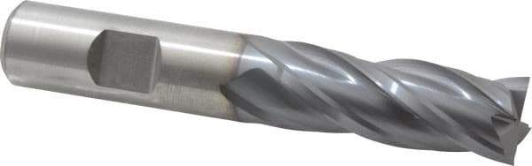 Niagara Cutter - 5/8", 1-5/8" LOC, 5/8" Shank Diam, 3-3/4" OAL, 4 Flute, Cobalt Square End Mill - Single End, TiCN Finish, Spiral Flute, 30° Helix, Centercutting, Right Hand Cut, Right Hand Flute, Series SPC408 - Apex Tool & Supply