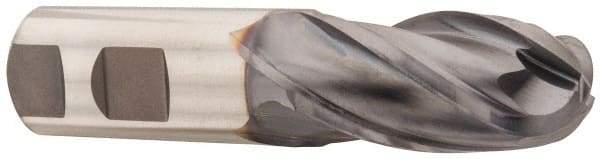 Niagara Cutter - 1" Diam, 2" LOC, 4 Flute Cobalt Ball End Mill - TiCN Finish, Single End, 4-1/2" OAL, 1" Shank Diam, Spiral Flute - Apex Tool & Supply