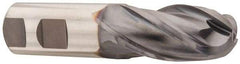 Niagara Cutter - 1" Diam, 2" LOC, 4 Flute Cobalt Ball End Mill - TiCN Finish, Single End, 4-1/2" OAL, 1" Shank Diam, Spiral Flute - Apex Tool & Supply