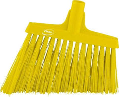 Vikan - 9-1/2" Wide, Yellow Synthetic Bristles, Angled Broom - Apex Tool & Supply
