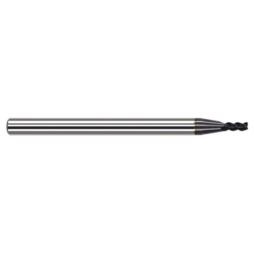 Variable Helix End Mills for Medium Alloy Steels - 0.0930″ (3/32″) Cutter Diameter × 0.0100″ Radius × 0.1400″ (9/64″) Length of Cut Carbide Corner Radius End Mill for Medium Alloy Steels, 3 Flutes, AlTiN Coated - Exact Industrial Supply