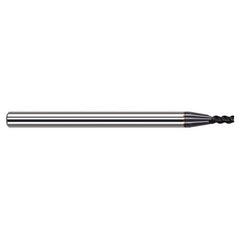 Variable Helix End Mills for Medium Alloy Steels - 0.0930″ (3/32″) Cutter Diameter × 0.0100″ Radius × 0.1400″ (9/64″) Length of Cut Carbide Corner Radius End Mill for Medium Alloy Steels, 3 Flutes, AlTiN Coated - Exact Industrial Supply