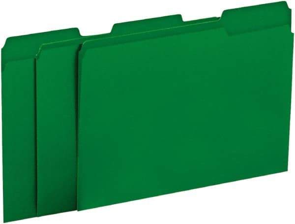 UNIVERSAL - 8-1/2 x 11", Letter Size, Green, File Folders with Top Tab - 11 Point Stock, 1/3 Tab Cut Location - Apex Tool & Supply