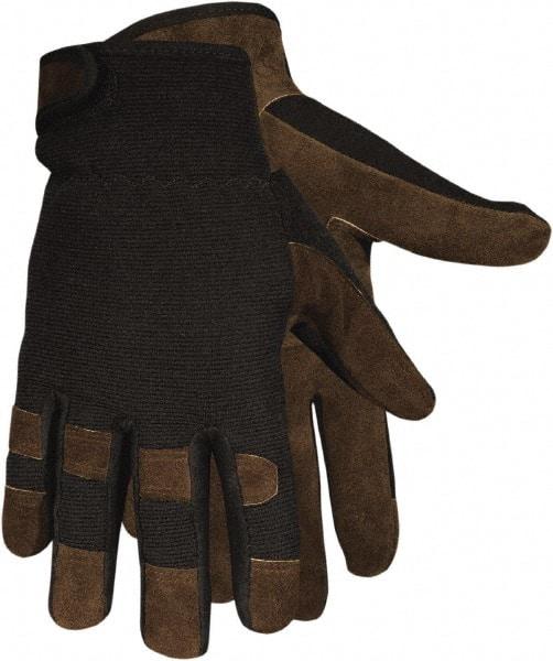 MCR Safety - Size XL Synthetic Blend Work Gloves - Adjustable Closure Cuff, Brown/Black, Paired - Apex Tool & Supply