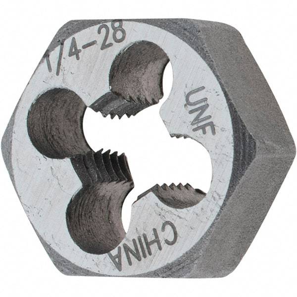 Import - Hex Rethreading Dies   Thread Size: 1/4-28    Hex Size (Inch): 19/32 - Exact Industrial Supply
