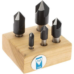 Import - 5 Piece, 1/4 to 3/4" Head Diam, 82° Included Angle, Single End Countersink Set - Apex Tool & Supply