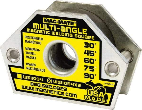 Mag-Mate - 4-3/8" Wide x 1-9/16" Deep x 3" High Ceramic Magnetic Welding & Fabrication Square - 110 Lb Average Pull Force - Apex Tool & Supply