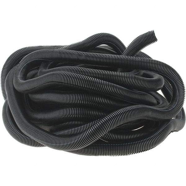 Value Collection - 0.95" ID, Black/Gray Nylon Corrugated Cable Sleeve - 50' Coil Length, -40 to 300°F - Apex Tool & Supply