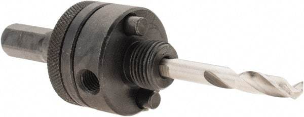 Value Collection - 1-1/4 to 6" Tool Diam Compatibility, Straight Shank, Carbon Steel Integral Pilot Drill, Hole Cutting Tool Arbor - 1/2" Min Chuck, Hex Shank Cross Section, Quick-Change Attachment, For Hole Saws - Apex Tool & Supply