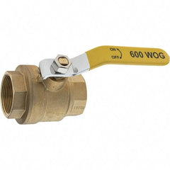 Value Collection - 1-1/2" Pipe, Brass Full Port Ball Valve - 2 Piece, NPT Ends, Lever Handle, 600 WOG, 150 WSP - Apex Tool & Supply