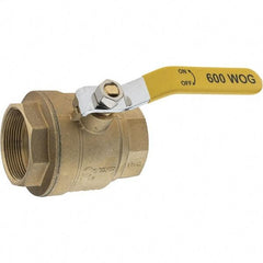 Value Collection - 2" Pipe, Brass Full Port Ball Valve - 2 Piece, NPT Ends, Lever Handle, 600 WOG, 150 WSP - Apex Tool & Supply