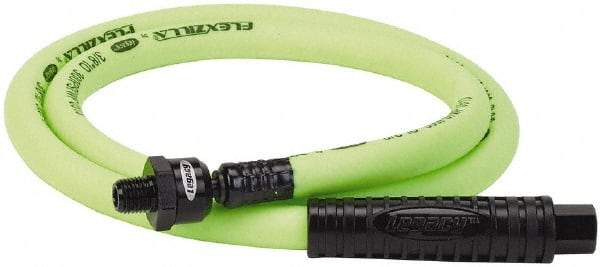 Legacy - 3/8" ID x 0.61" OD 4' Long Lead-In Whip Hose - FNPT x MNPT Ball Swivel Ends, 300 Working psi, 140°, 1/4" Fitting, Green - Apex Tool & Supply