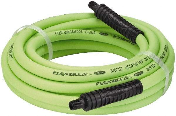 Legacy - 3/8" ID x 0.61" OD 25' Long Multipurpose Air Hose - MNPT x MNPT Ends, 300 Working psi, 140°, 1/4" Fitting, Green - Apex Tool & Supply