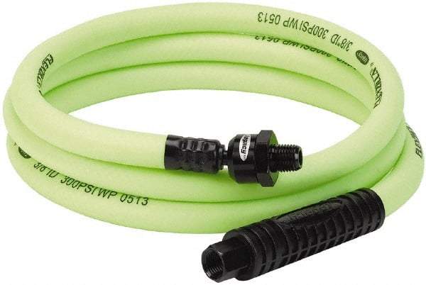 Legacy - 3/8" ID x 0.61" OD 6' Long Lead-In Whip Hose - FNPT x MNPT Ball Swivel Ends, 300 Working psi, 140°, 1/4" Fitting, Green - Apex Tool & Supply