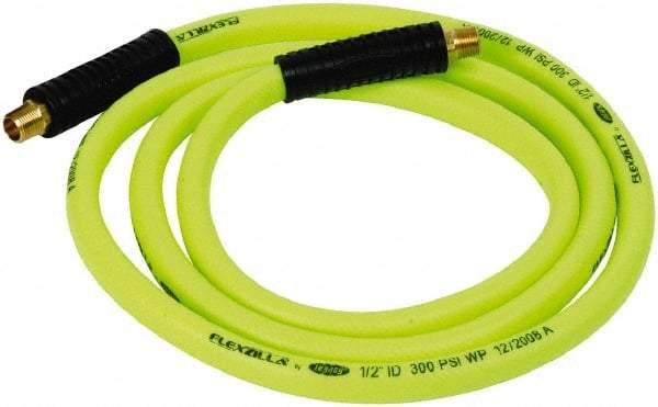 Legacy - 1/2" ID x 0.74" OD 8' Long Lead-In Whip Hose - MNPT x MNPT Ends, 300 Working psi, 140°, 3/8" Fitting, Green - Apex Tool & Supply
