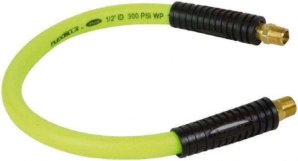 Legacy - 1/2" ID x 0.74" OD 2' Long Lead-In Whip Hose - MNPT Fixed x MNPT Swivel End, 300 Working psi, 140°, 3/8" Fitting, Green - Apex Tool & Supply