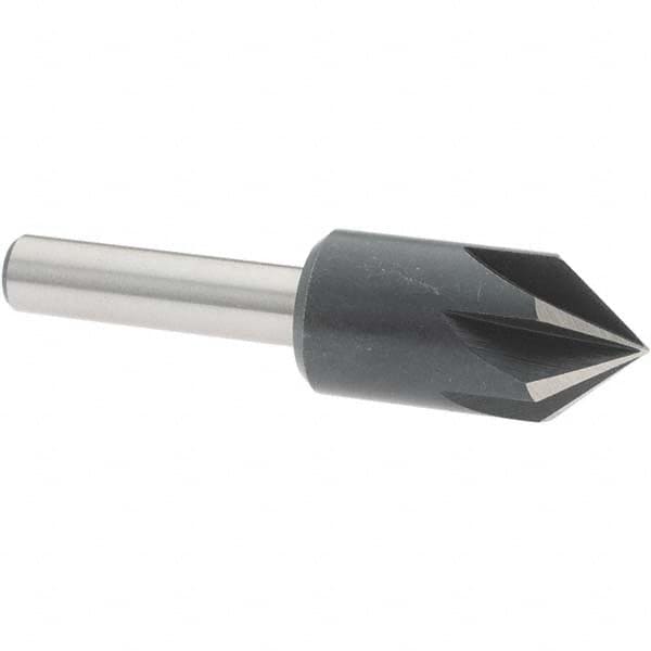 Value Collection - 1/2" Head Diam, 1/4" Shank Diam, 6 Flute 82° High Speed Steel Countersink - Apex Tool & Supply