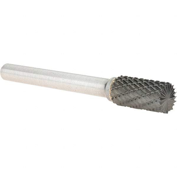 Value Collection - 3/8" Cut Diam, 1/4" Shank Diam, Cylinder Head Burr - Carbide, End Cut End, 3/4" LOC, 2-3/4" OAL - Apex Tool & Supply