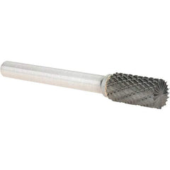 Value Collection - 3/8" Cut Diam, 1/4" Shank Diam, Cylinder Head Burr - Carbide, End Cut End, 3/4" LOC, 2-3/4" OAL - Apex Tool & Supply