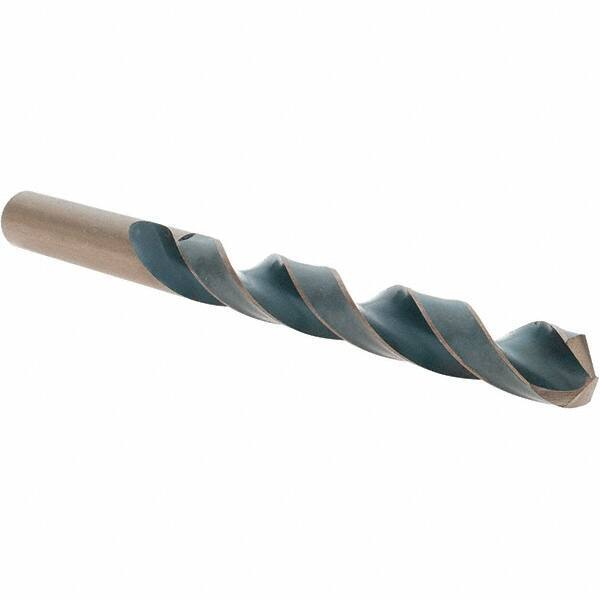 Import - 31/64" 118° High Speed Steel Jobber Drill - Oxide/Gold Finish, Right Hand Cut, Spiral Flute, Straight Shank, 5-7/8" OAL, Split Point - Apex Tool & Supply