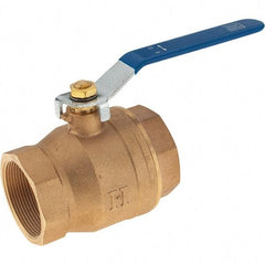 Value Collection - 2" Pipe, Bronze Full Port Ball Valve - 2 Piece, NPT Ends, Lever Handle, 600 WOG, 150 WSP - Apex Tool & Supply