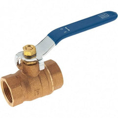 Value Collection - 3/4" Pipe, Bronze Full Port Ball Valve - 2 Piece, NPT Ends, Lever Handle, 600 WOG, 150 WSP - Apex Tool & Supply
