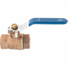 Value Collection - 1/2" Pipe, Bronze Full Port Ball Valve - 2 Piece, NPT Ends, Lever Handle, 600 WOG, 150 WSP - Apex Tool & Supply