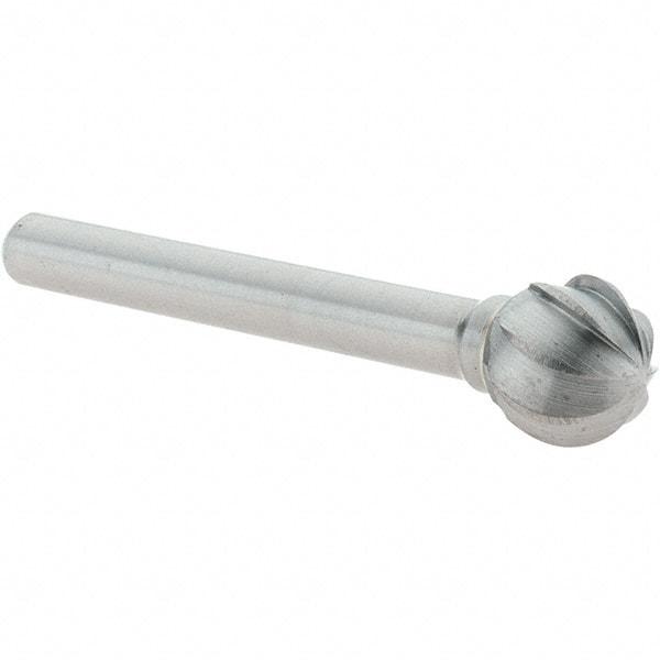 Value Collection - 1/2" Cut Diam, 1/4" Shank Diam, Ball Head Burr - Carbide, 7/16" LOC, 2-7/16" OAL - Apex Tool & Supply