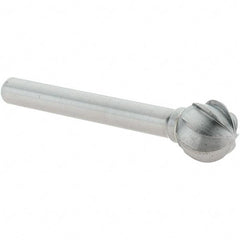 Value Collection - 1/2" Cut Diam, 1/4" Shank Diam, Ball Head Burr - Carbide, 7/16" LOC, 2-7/16" OAL - Apex Tool & Supply