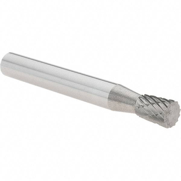 Value Collection - 1/4" Cut Diam, 1/4" Shank Diam, Inverted Cone Head Burr - Carbide, 5/16" LOC, 2" OAL - Apex Tool & Supply