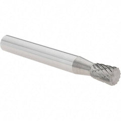 Value Collection - 1/4" Cut Diam, 1/4" Shank Diam, Inverted Cone Head Burr - Carbide, 5/16" LOC, 2" OAL - Apex Tool & Supply