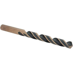 Import - 23/64" 118° High Speed Steel Jobber Drill - Oxide/Gold Finish, Right Hand Cut, Spiral Flute, Straight Shank, 4-7/8" OAL, Split Point - Apex Tool & Supply