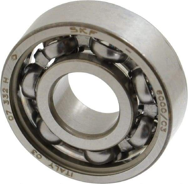 SKF - 10mm Bore Diam, 26mm OD, Open Deep Groove Radial Ball Bearing - 8mm Wide, 1 Row, Round Bore, 1,960 Nm Static Capacity, 4,750 Nm Dynamic Capacity - Apex Tool & Supply