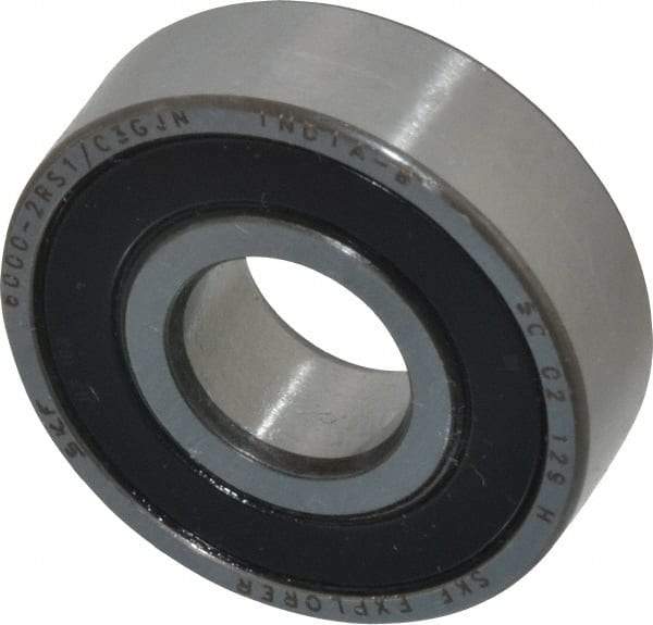 SKF - 10mm Bore Diam, 26mm OD, Double Seal Deep Groove Radial Ball Bearing - 8mm Wide, 1 Row, Round Bore, 1,960 Nm Static Capacity, 4,750 Nm Dynamic Capacity - Apex Tool & Supply