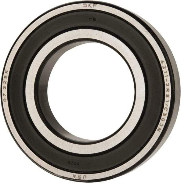 SKF - 55mm Bore Diam, 100mm OD, Double Seal Deep Groove Radial Ball Bearing - 21mm Wide, 1 Row, Round Bore, 29,000 Nm Static Capacity, 46,200 Nm Dynamic Capacity - Apex Tool & Supply